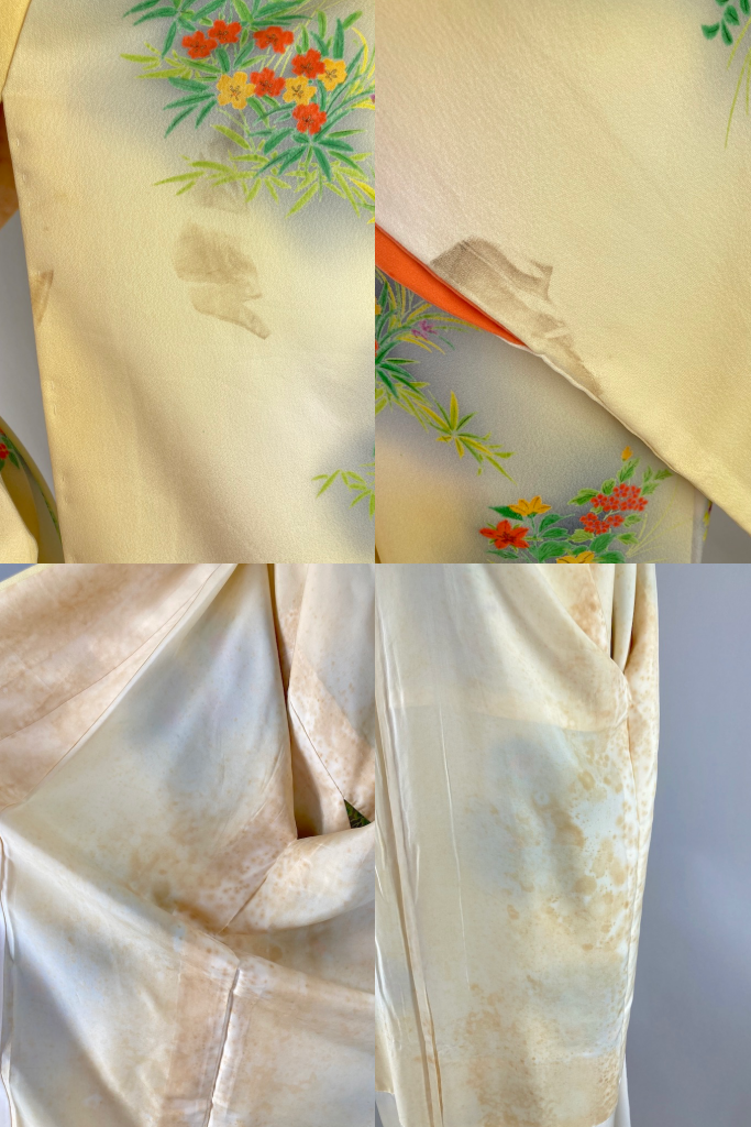 Vintage Yellow Spring Floral Silk Kimono-ThisBlueBird