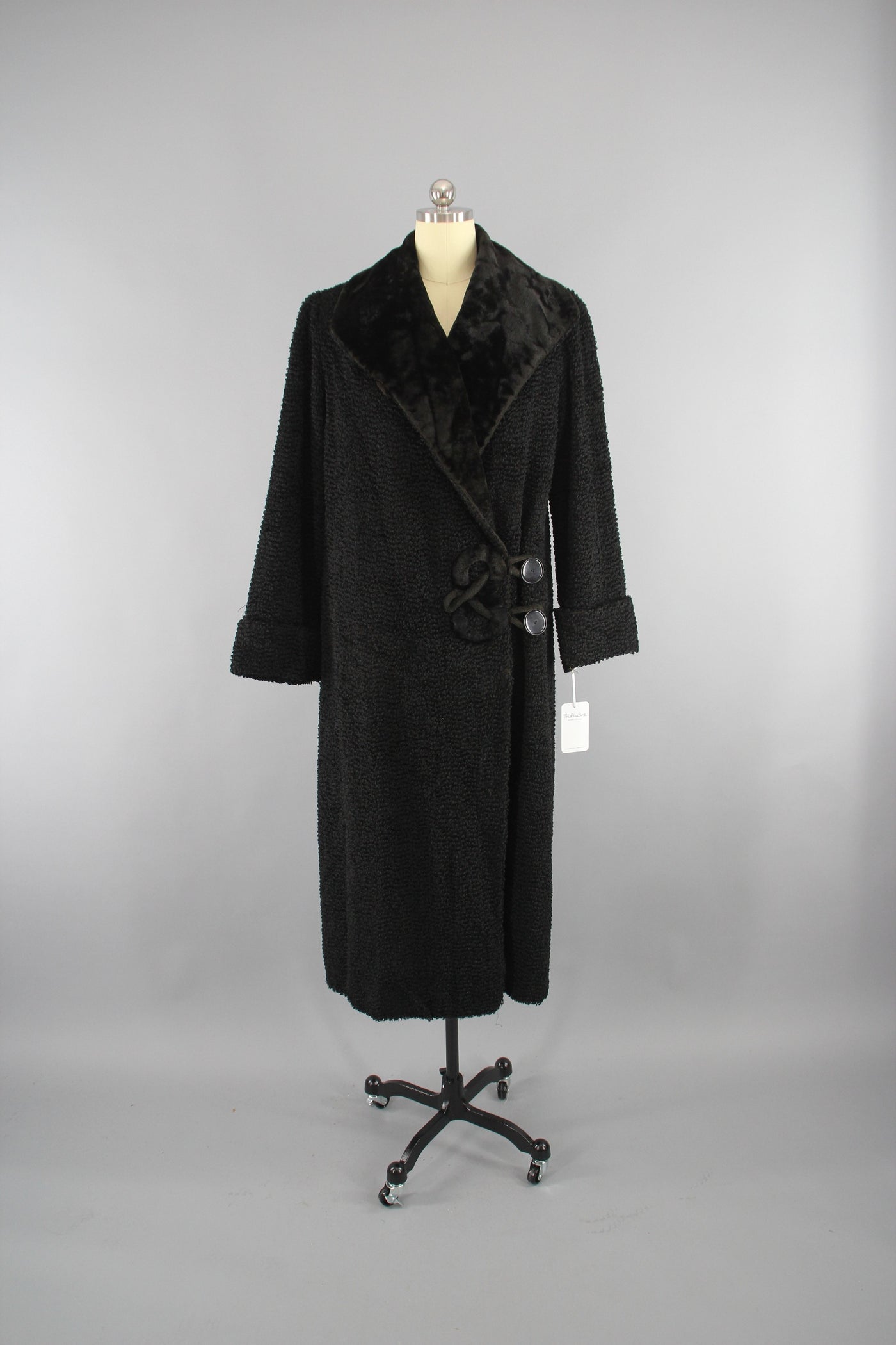 1910s Antique Vintage Edwardian Black Curly Persian Lamb Fur Coat - ThisBlueBird