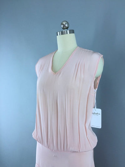 1920s Vintage Pastel Pink Silk Crepe Dress - ThisBlueBird