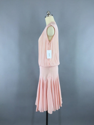 1920s Vintage Pastel Pink Silk Crepe Dress - ThisBlueBird