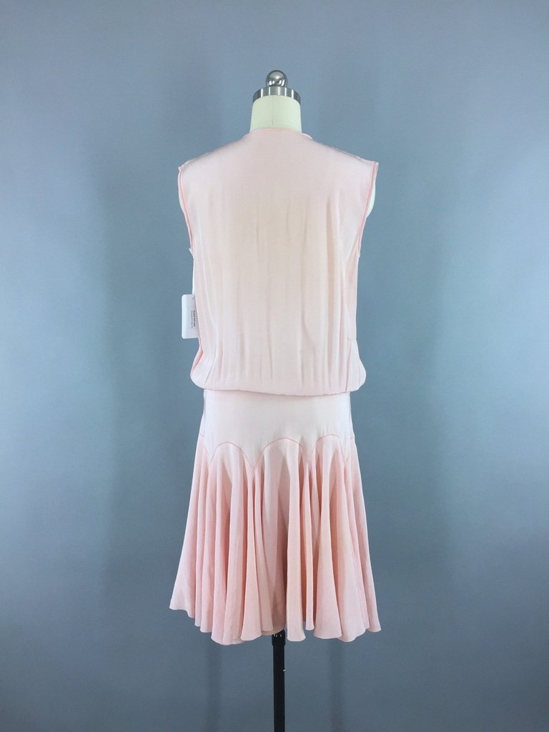1920s Vintage Pastel Pink Silk Crepe Dress 1920s Vintage Pastel Pink Silk Crepe Dress