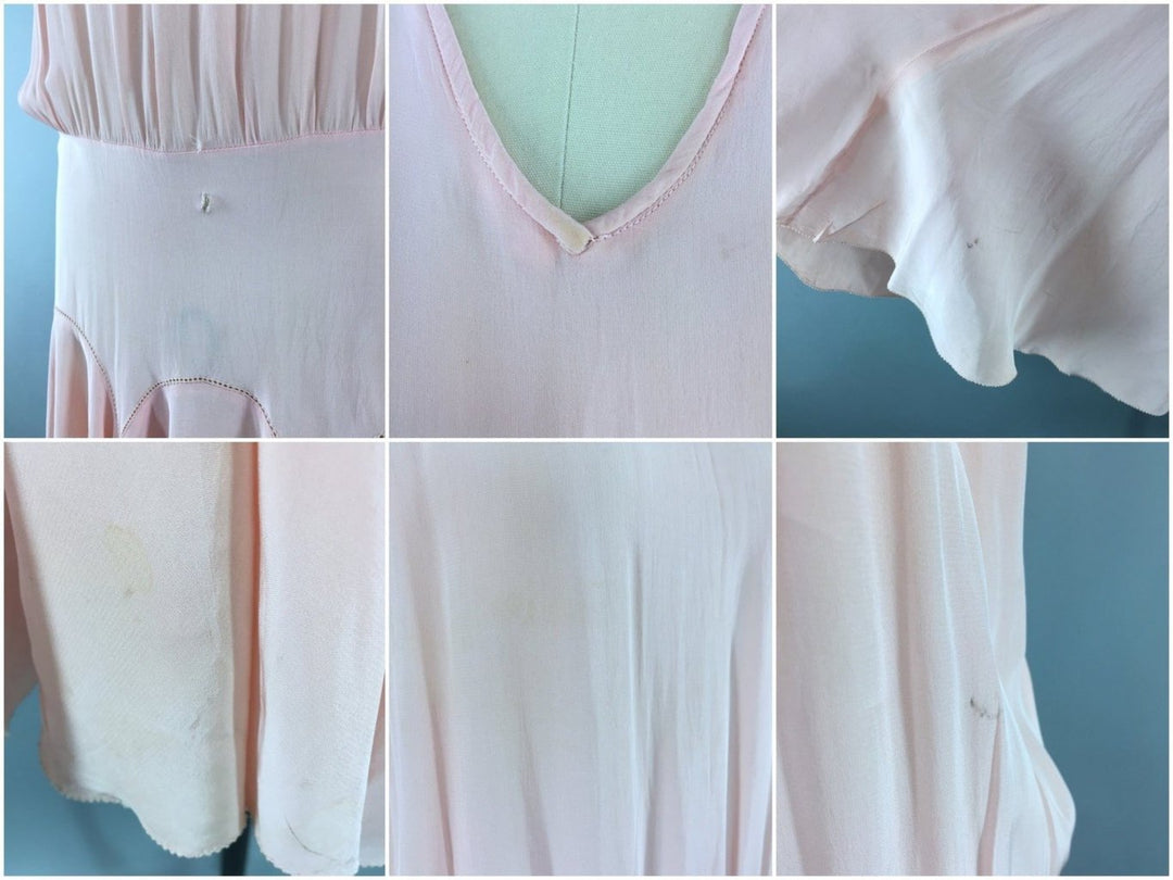 1920s Vintage Pastel Pink Silk Crepe Dress - ThisBlueBird