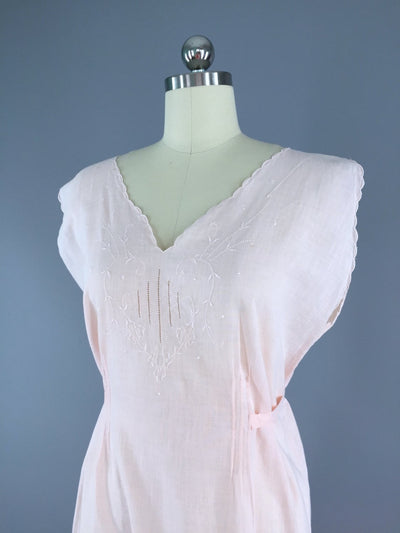 1920s Nightgown / Pink Cotton Batiste - ThisBlueBird