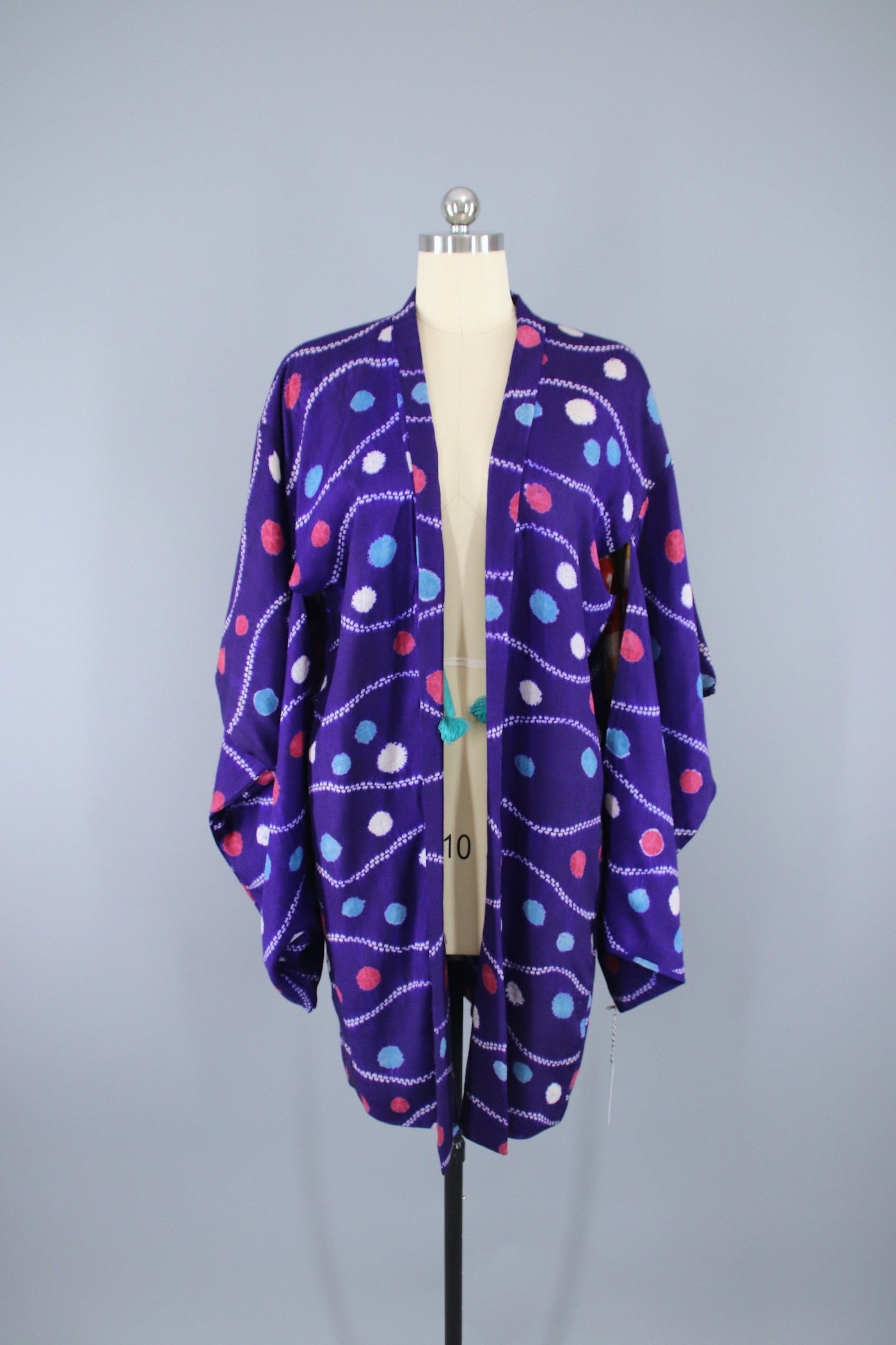 1920s Vintage Haori Kimono Jacket / Shibori Purple Polka Dots - ThisBlueBird
