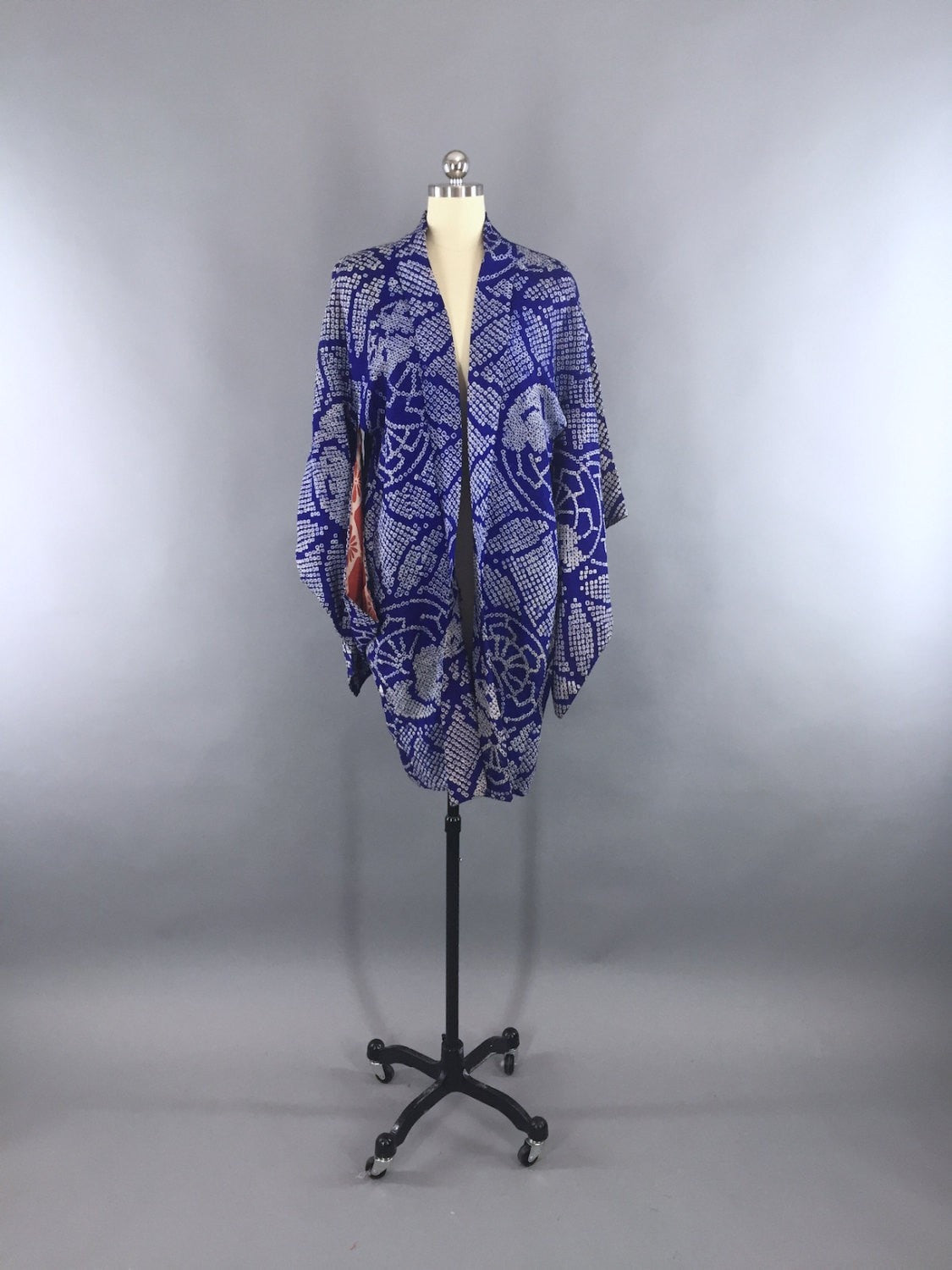 1920s Vintage Silk Haori Kimono Cardigan / Royal Blue Shibori - ThisBlueBird
