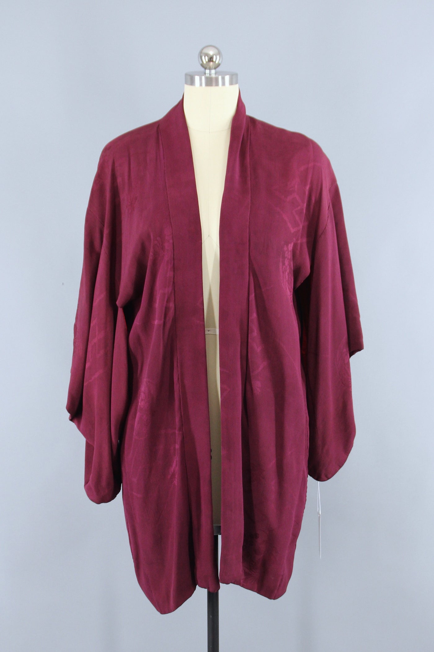 1920s Vintage Silk Haori Kimono Jacket Cardigan in Cranberry Red Purple - ThisBlueBird