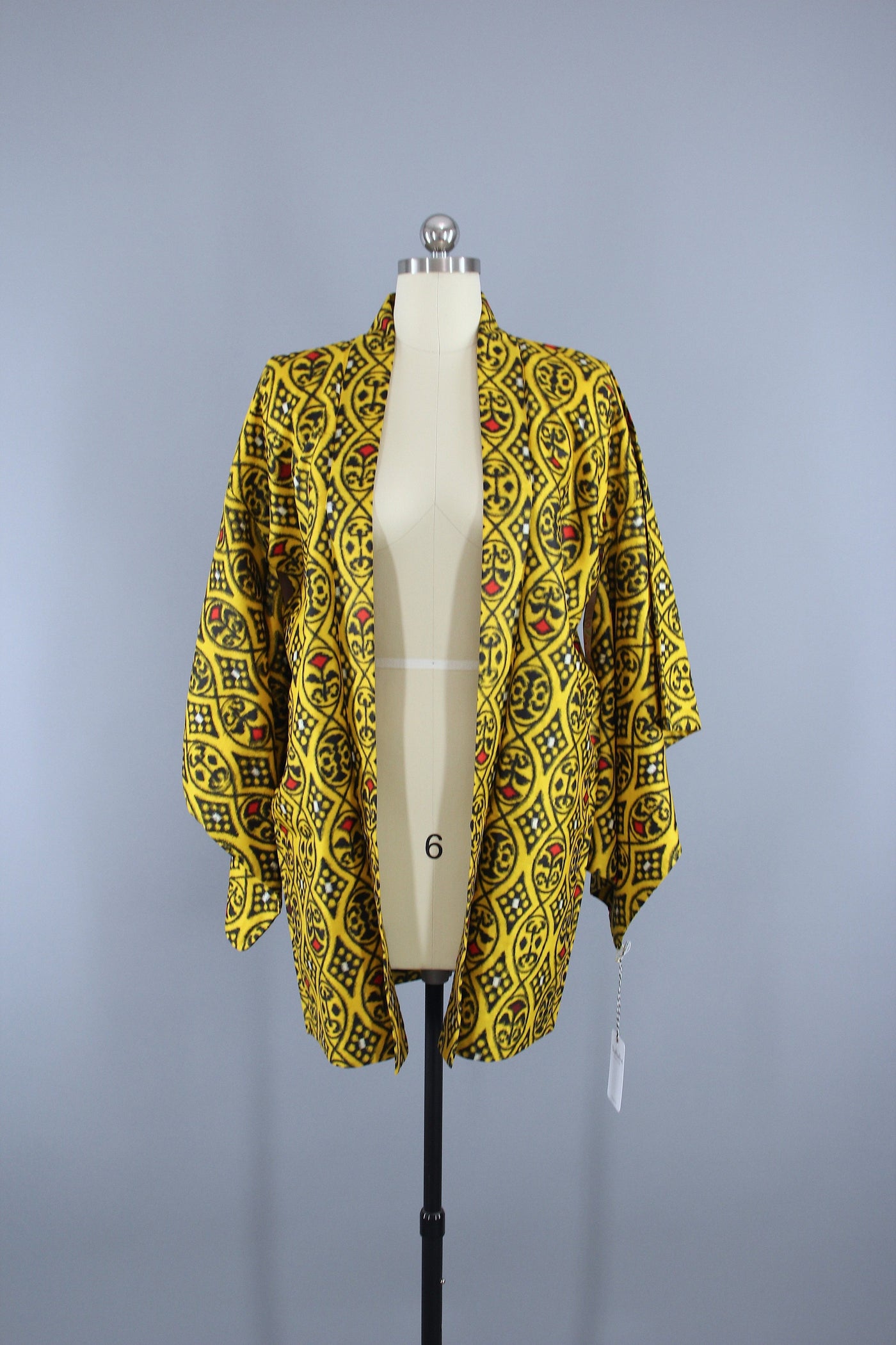 1930s Vintage Haori Kimono Jacket / Yellow Ikat - ThisBlueBird