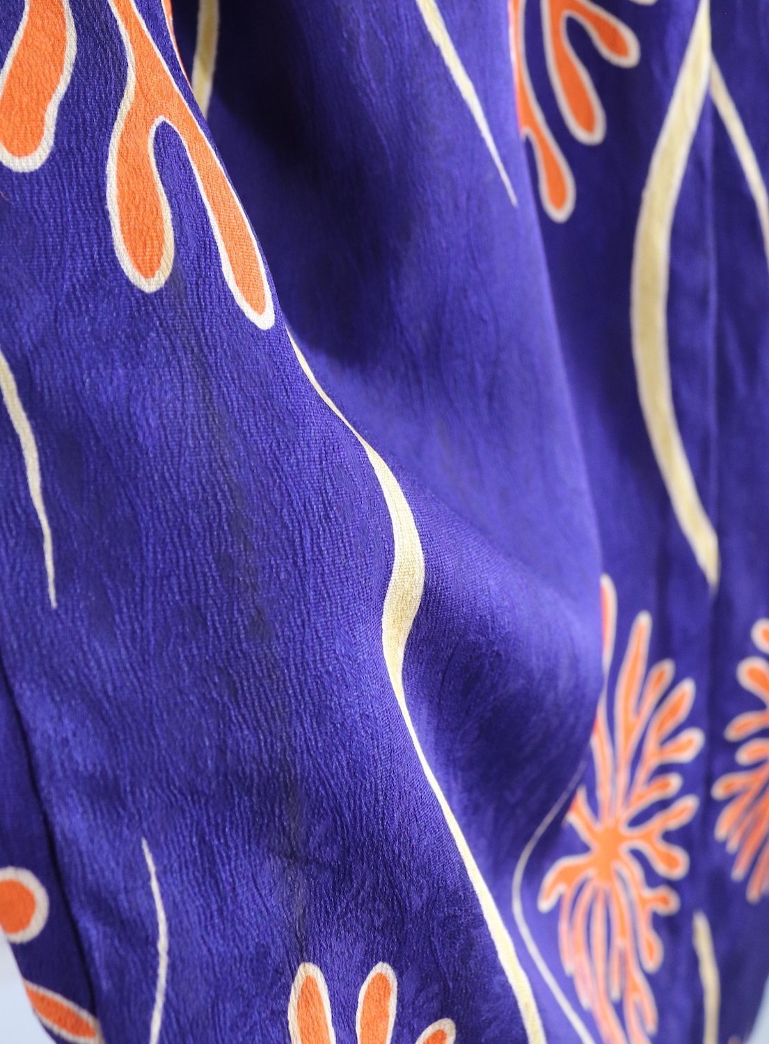 1930s Vintage Silk Haori Kimono Jacket Cardigan / Blue & Orange Coral - ThisBlueBird