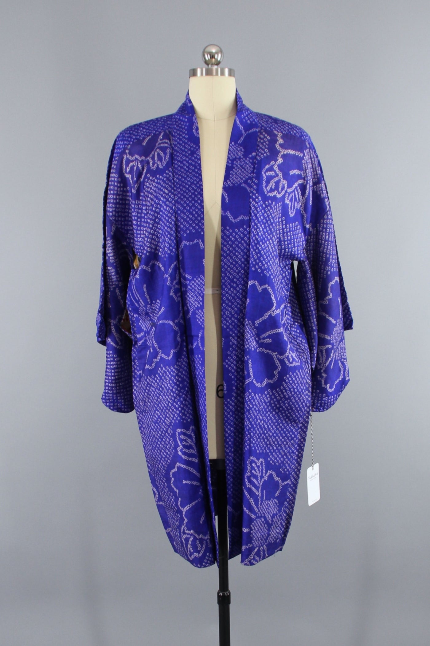1930s Vintage Silk Haori Kimono Jacket Cardigan / Royal Blue Shibori - ThisBlueBird