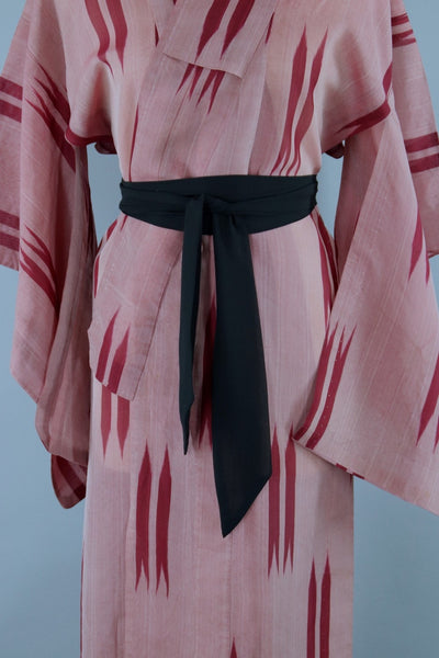 1930s Vintage Silk Kimono Robe / Meisen Ikat Red - ThisBlueBird