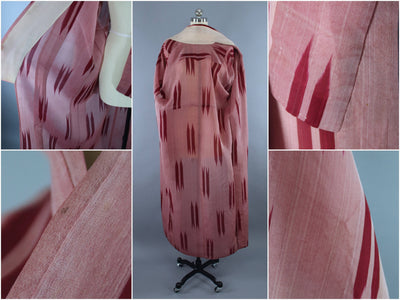 1930s Vintage Silk Kimono Robe / Meisen Ikat Red - ThisBlueBird