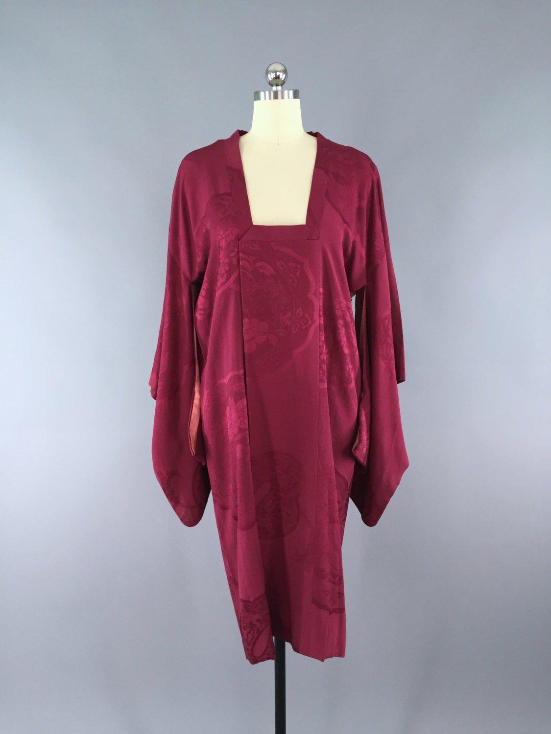1930s Vintage Silk Kimono Robe / Michiyuki Coat - ThisBlueBird
