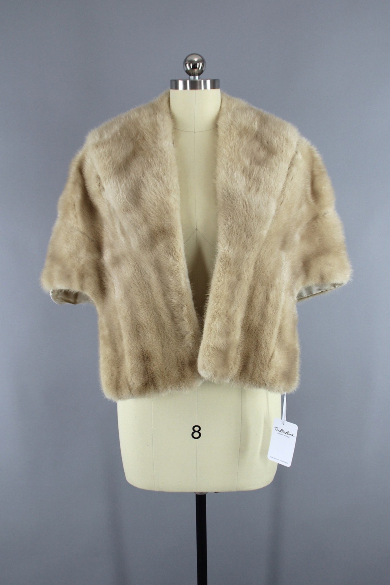 1940s Blonde Mink Vintage Fur Stole Shawl Wrap - ThisBlueBird