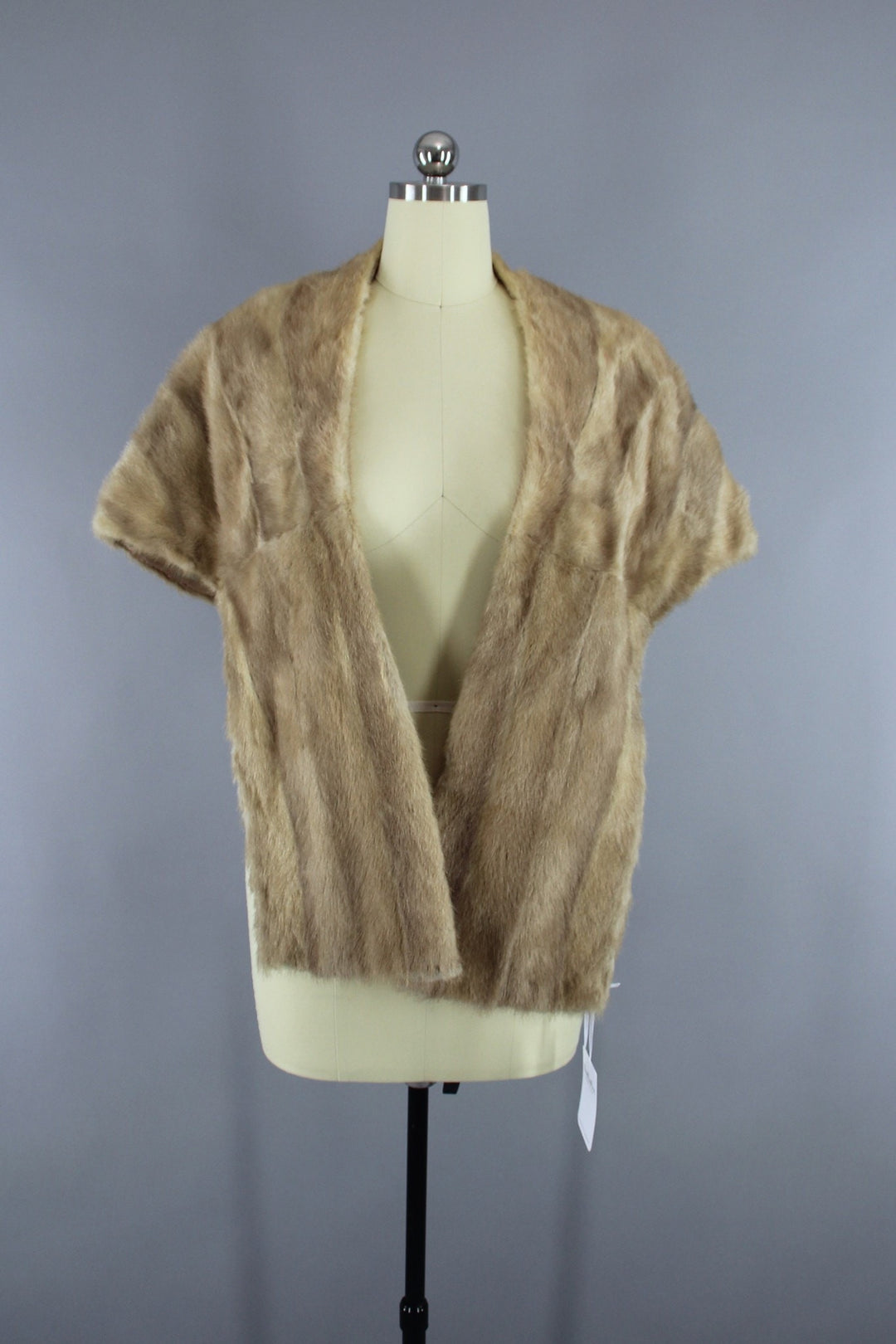 1940s Vintage Light Brown Fur Stole Wrap - ThisBlueBird