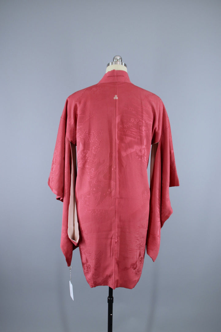 1940s Vintage Silk Haori Kimono Jacket / Dark Mauve Pink - ThisBlueBird