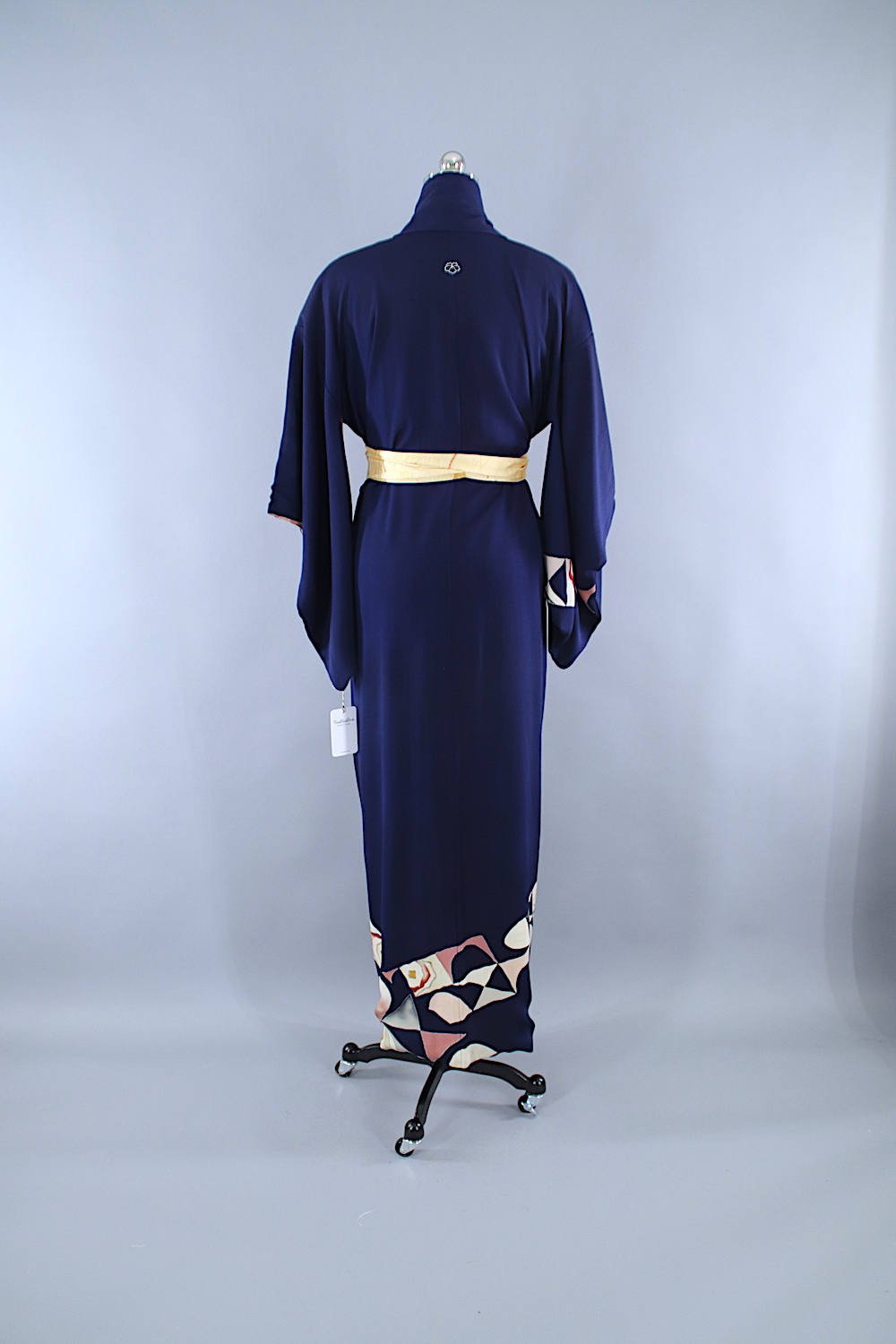 1940s Vintage Silk Kimono Robe / Navy Blue Art Deco - ThisBlueBird
