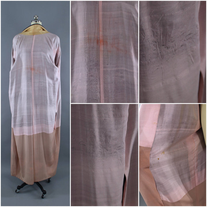 1940s Vintage Silk Kimono Robe / Navy Blue Art Deco - ThisBlueBird