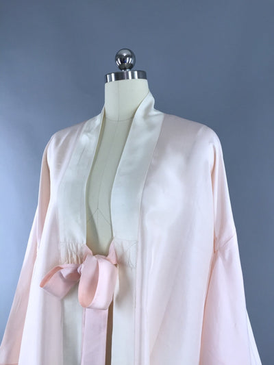 1940s Vintage Silk Kimono Robe / Pale Pink Juban - ThisBlueBird