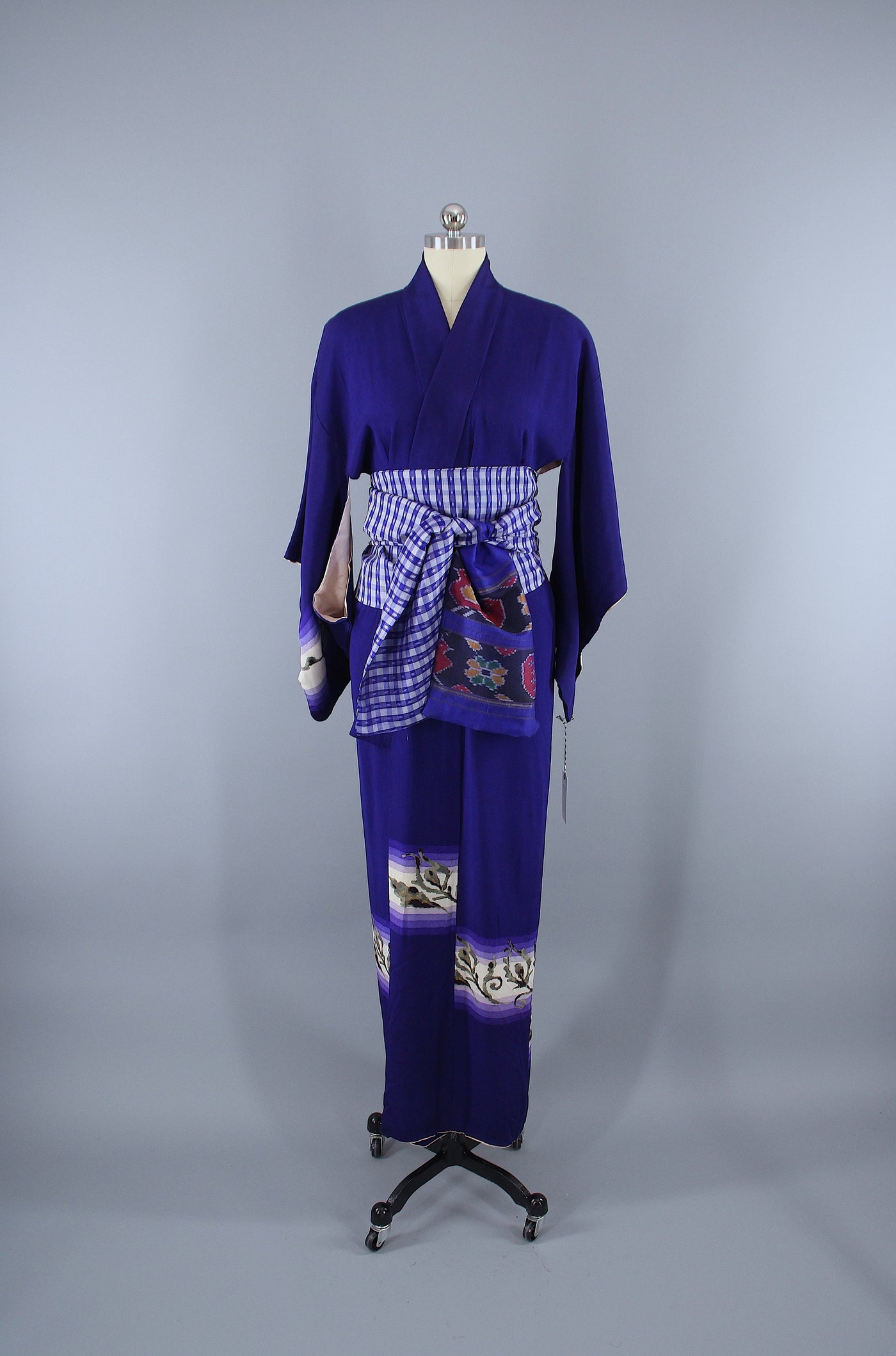 1940s Vintage Silk Kimono Robe / Royal Blue - ThisBlueBird