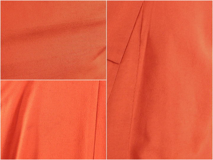 1940s Vintage Silk Kimono Robe / Rust Dark Orange Crepe - ThisBlueBird