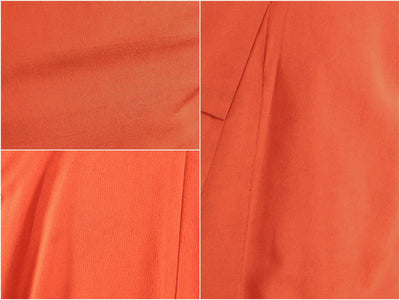 1940s Vintage Silk Kimono Robe / Rust Dark Orange Crepe - ThisBlueBird