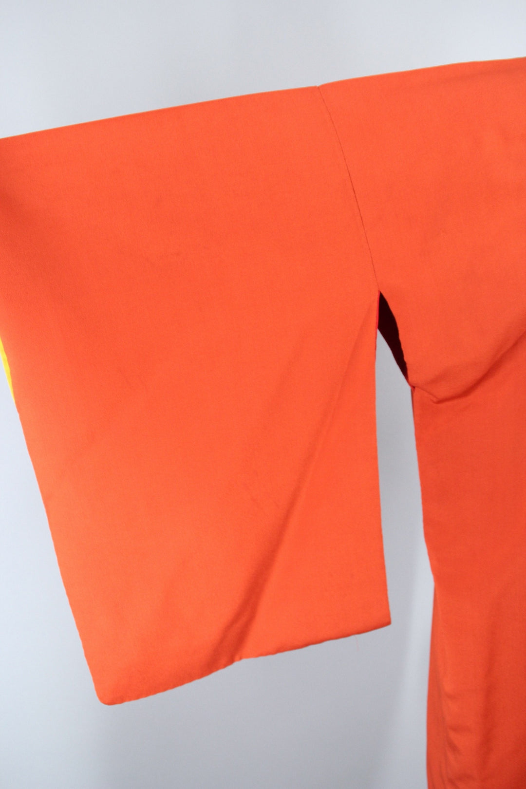 1940s Vintage Silk Kimono Robe / Rust Dark Orange Crepe - ThisBlueBird