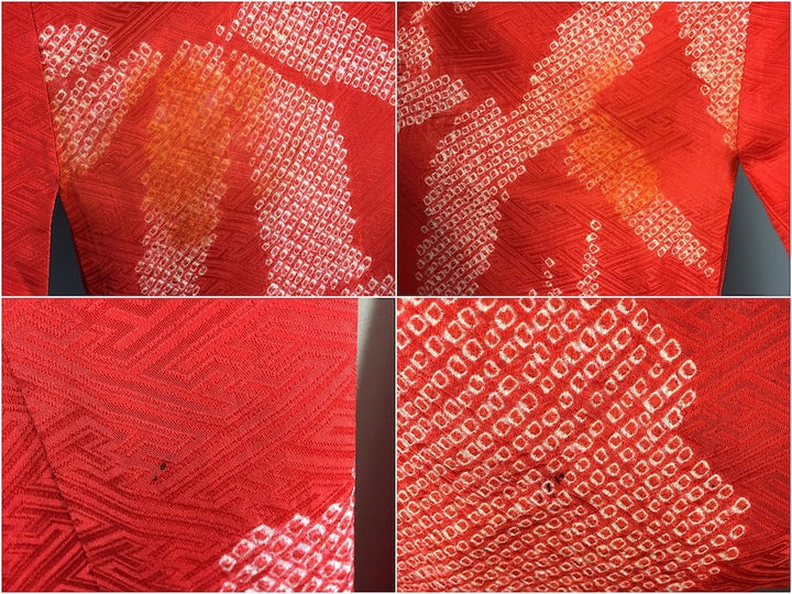 1940s Vintage Silk Kimono Robe / Shibori Bamboo Print - ThisBlueBird