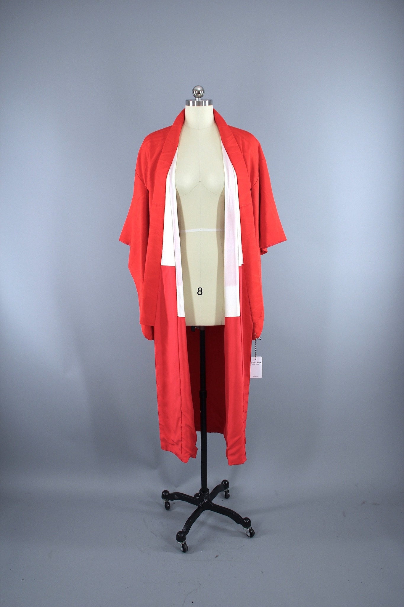 1940s Vintage Silk Kimono Robe / Tomato Red - ThisBlueBird