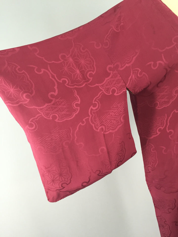 1940s Vintage Silk Michiyuki Kimono Coat / Maroon Silk - ThisBlueBird