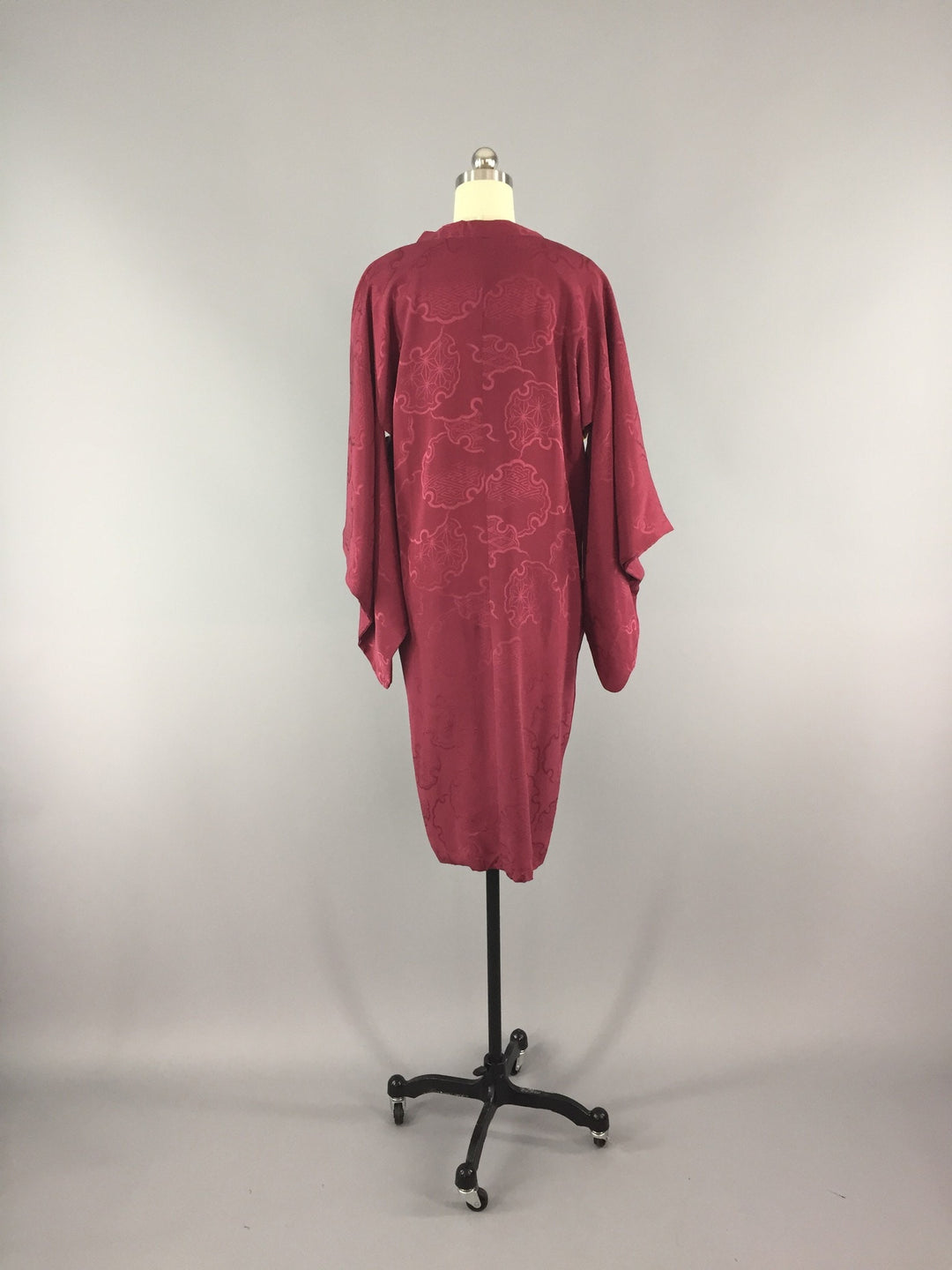 1940s Vintage Silk Michiyuki Kimono Coat / Maroon Silk - ThisBlueBird