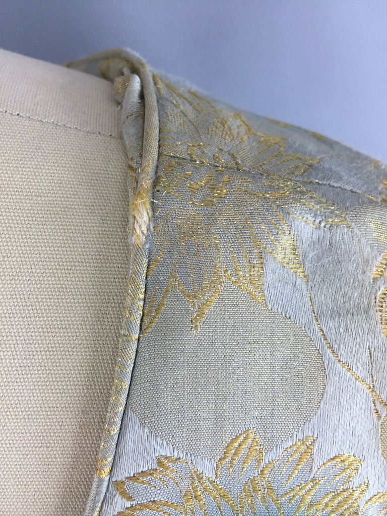 1950s Vintage Blue and Gold Satin Brocade Cocktail Dress - ThisBlueBird