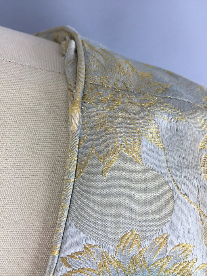 1950s Vintage Blue and Gold Satin Brocade Cocktail Dress - ThisBlueBird
