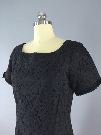 1950s Vintage Helen Whiting Black Lace Cocktail Dress - ThisBlueBird