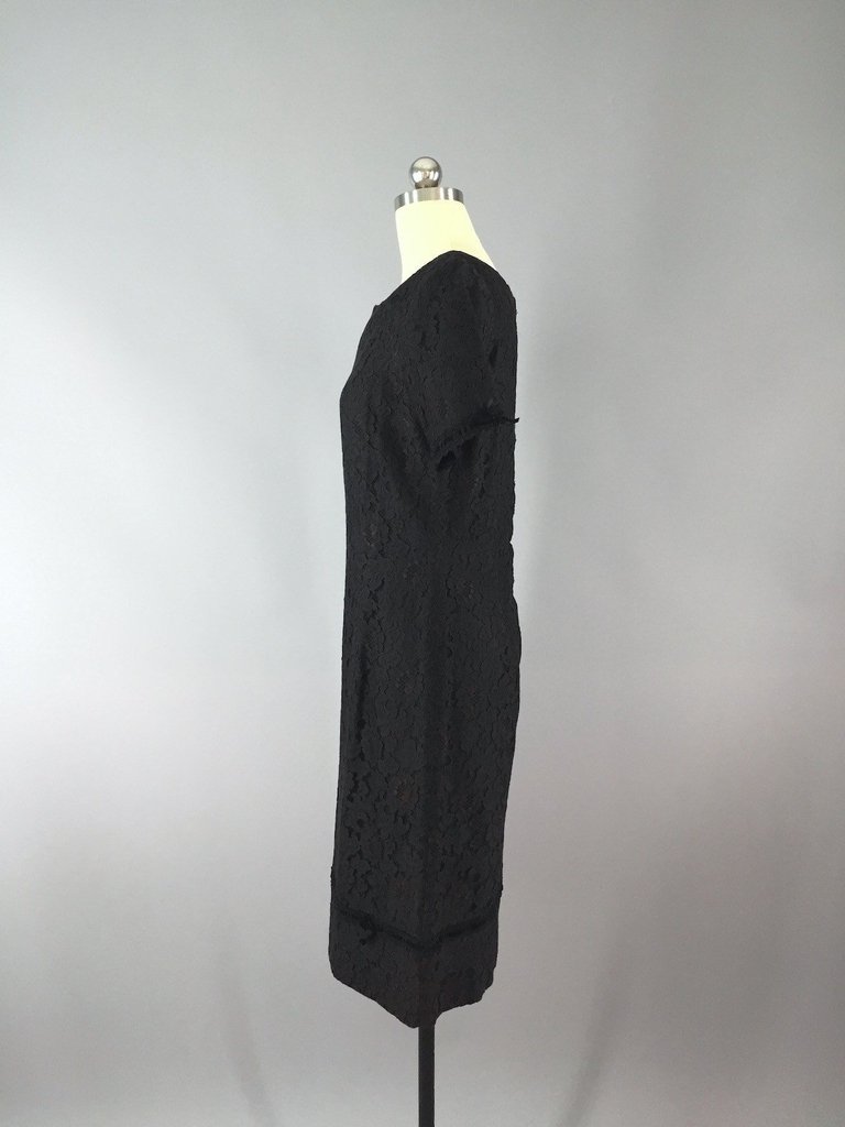 1950s Vintage Helen Whiting Black Lace Cocktail Dress - ThisBlueBird