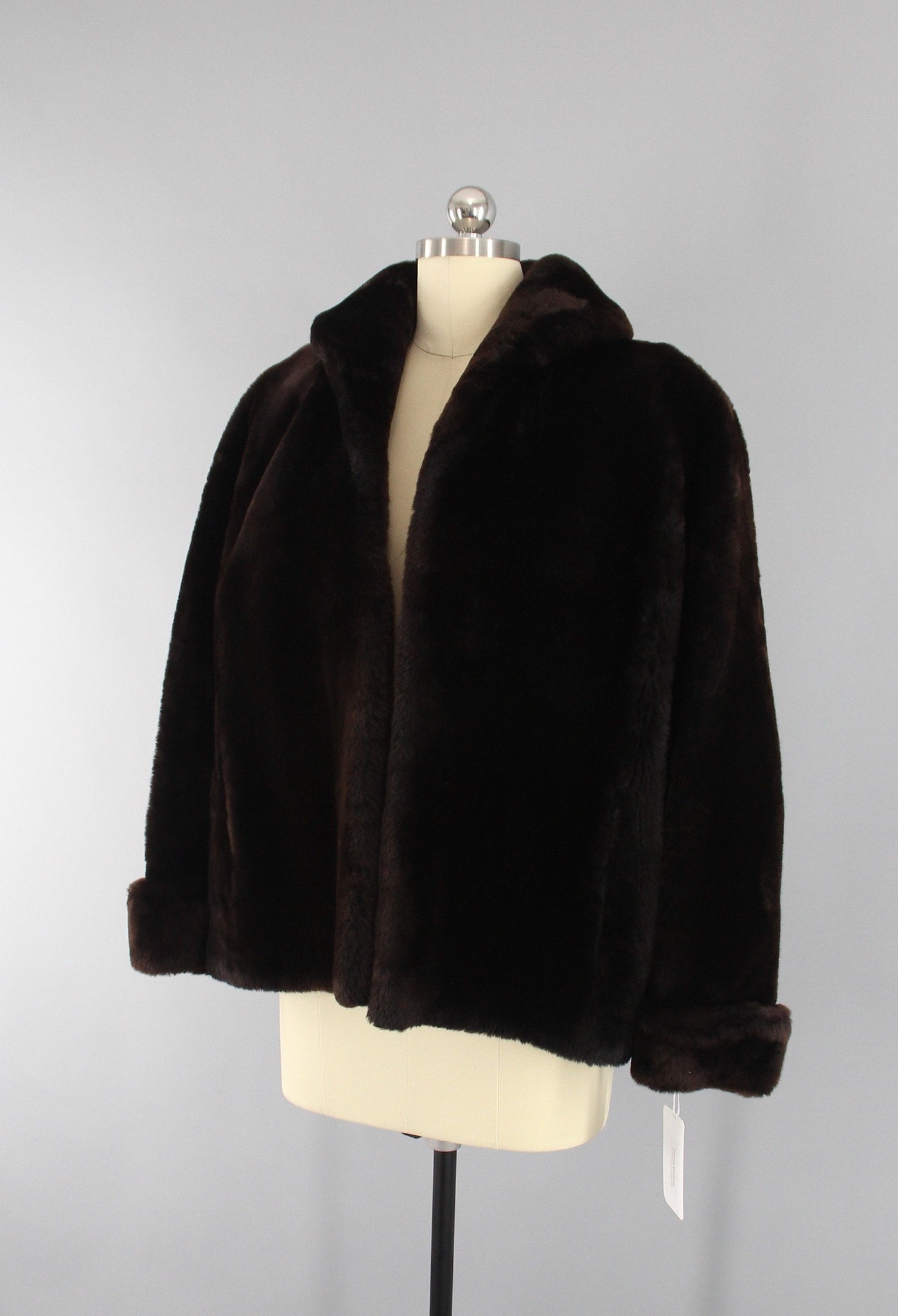 1950s Mouton Fur Coat in Chocolate Brown - ThisBlueBird