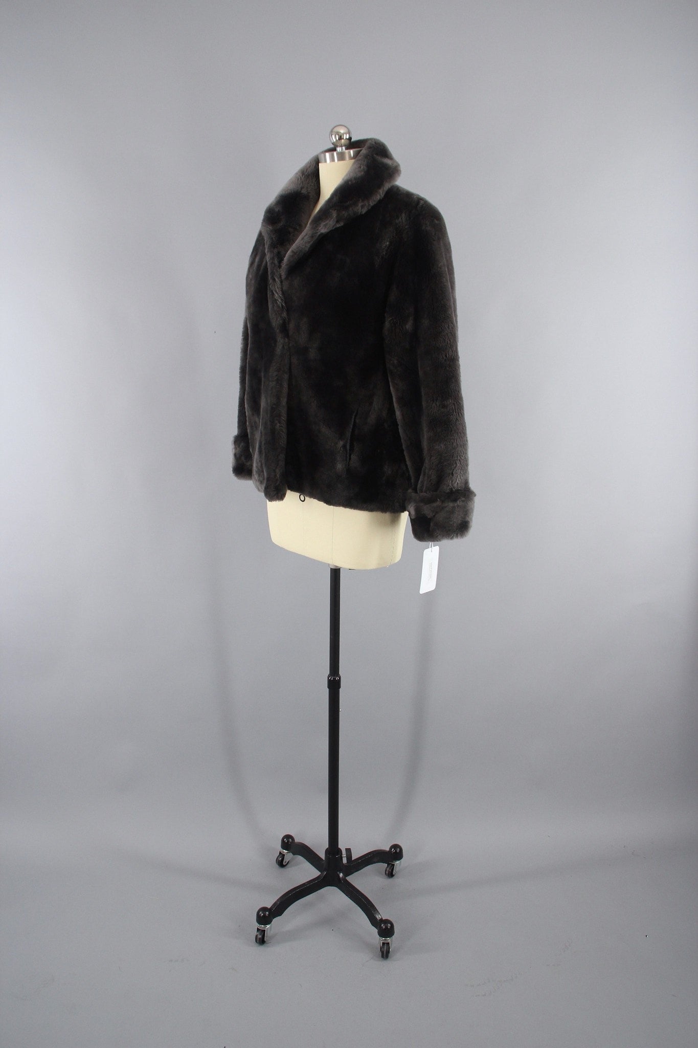 1950s Mouton Fur Coat in SILVER Brown - ThisBlueBird