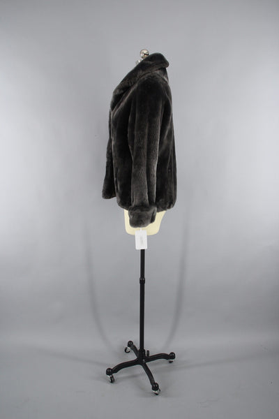 1950s Mouton Fur Coat in SILVER Brown - ThisBlueBird