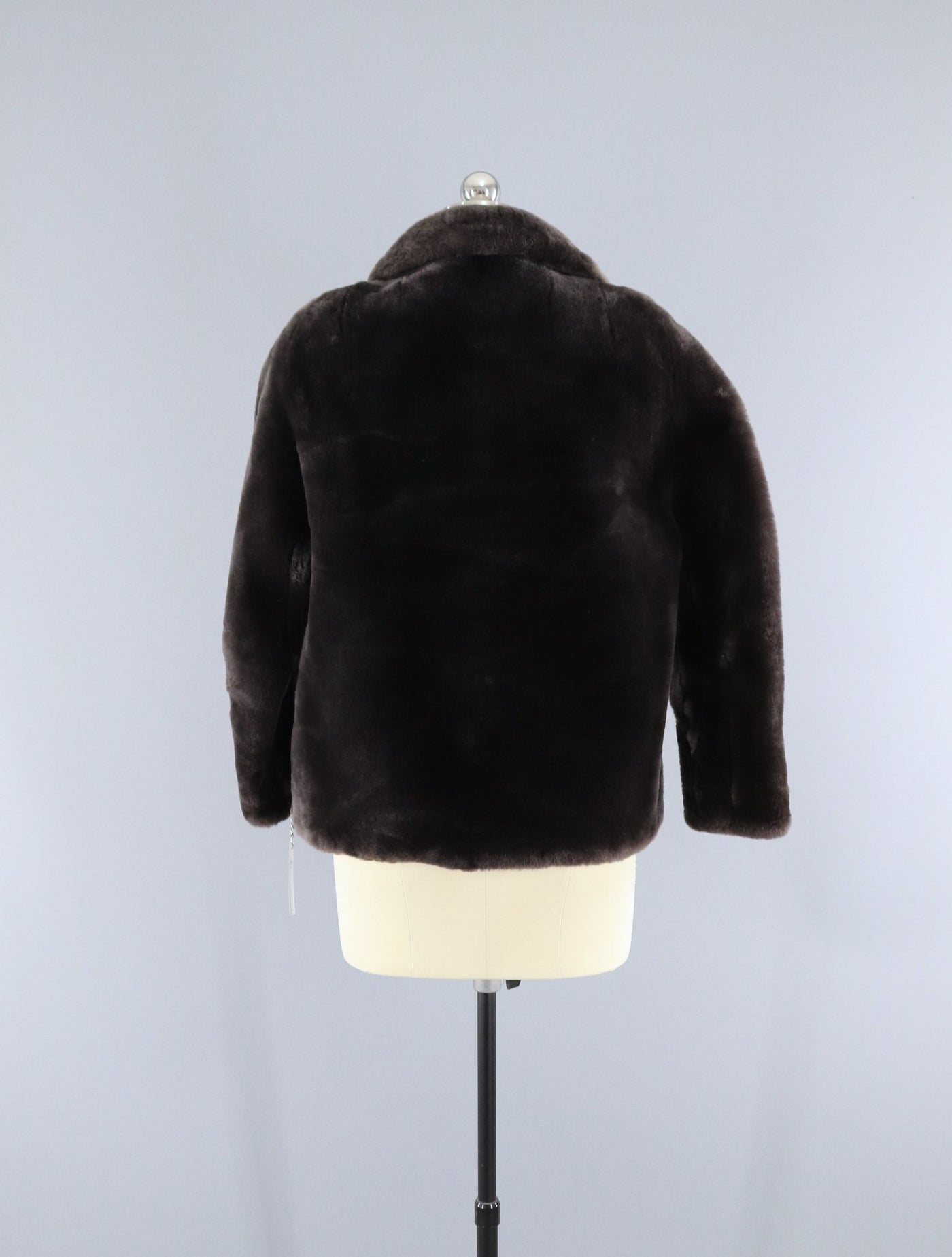 1950s Sheared Lamb Mouton Smoke Brown Fur Jacket Coat - ThisBlueBird