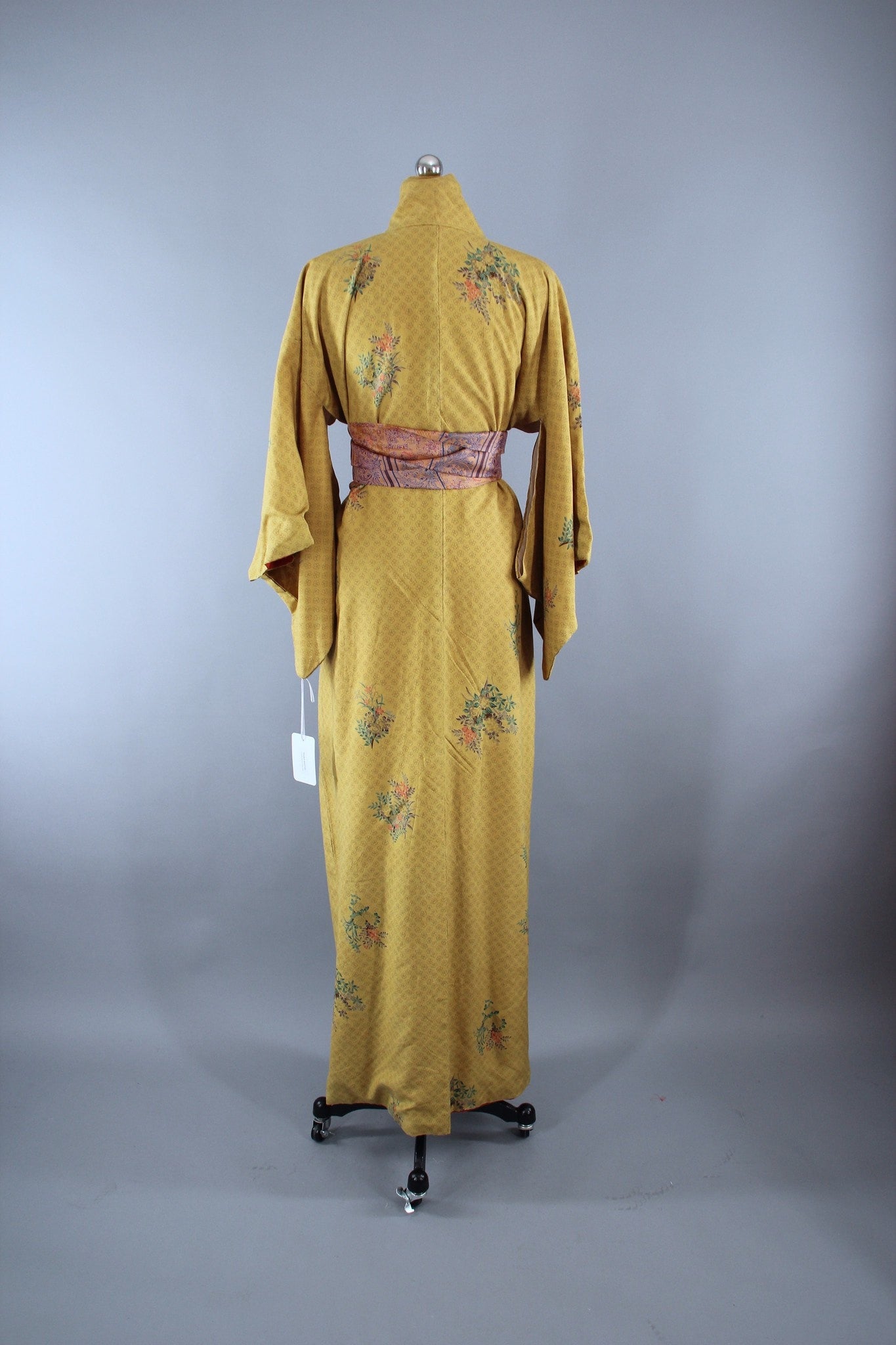 Mustard Yellow Robe 1950s Vintage Kimono Robe in Mustard Yellow Floral Print – ThisBlueBird