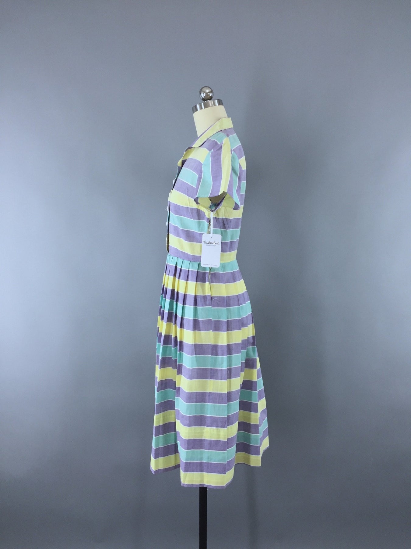 1950s Vintage Pastel Striped Cotton Day Dress – ThisBlueBird