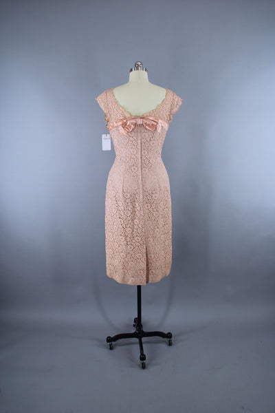 1950s Vintage Peach Lace Illusion EMMA DOMB Dress - ThisBlueBird