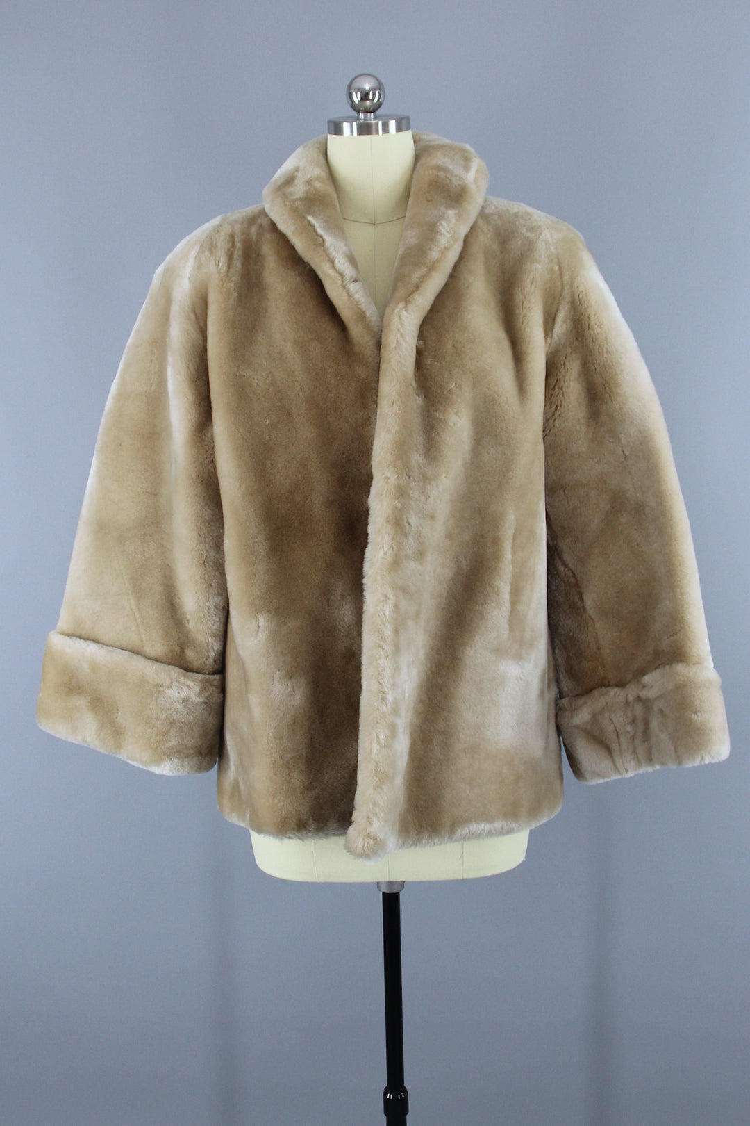 1950s Vintage Rare BLONDE Mouton Sheared Lamb Fur Coat - ThisBlueBird