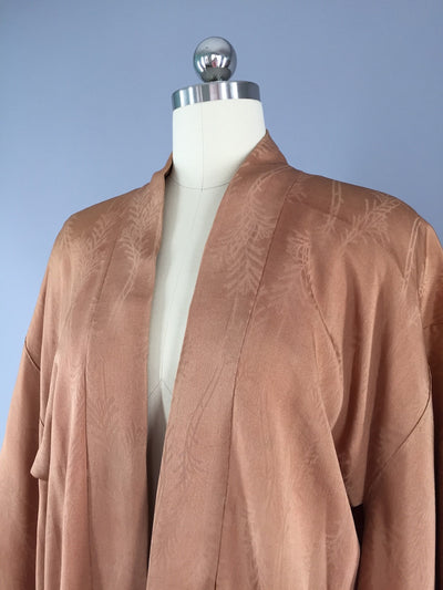 1950s Vintage Silk Haori Kimono Cardigan / Caramel Brown - ThisBlueBird