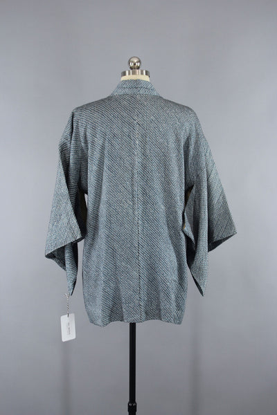1950s Vintage Silk Haori Kimono Jacket Cardigan / Blue Shibori - ThisBlueBird