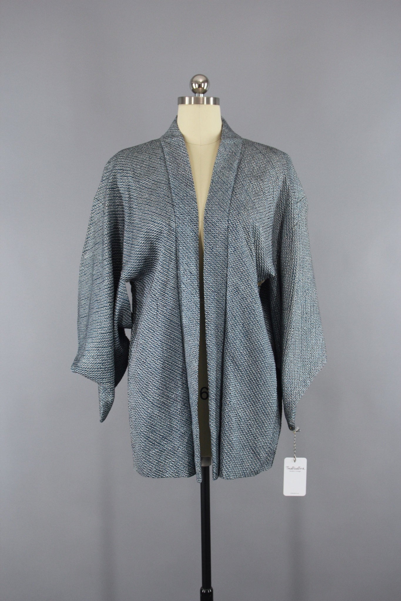 1950s Vintage Silk Haori Kimono Jacket Cardigan / Blue Shibori - ThisBlueBird