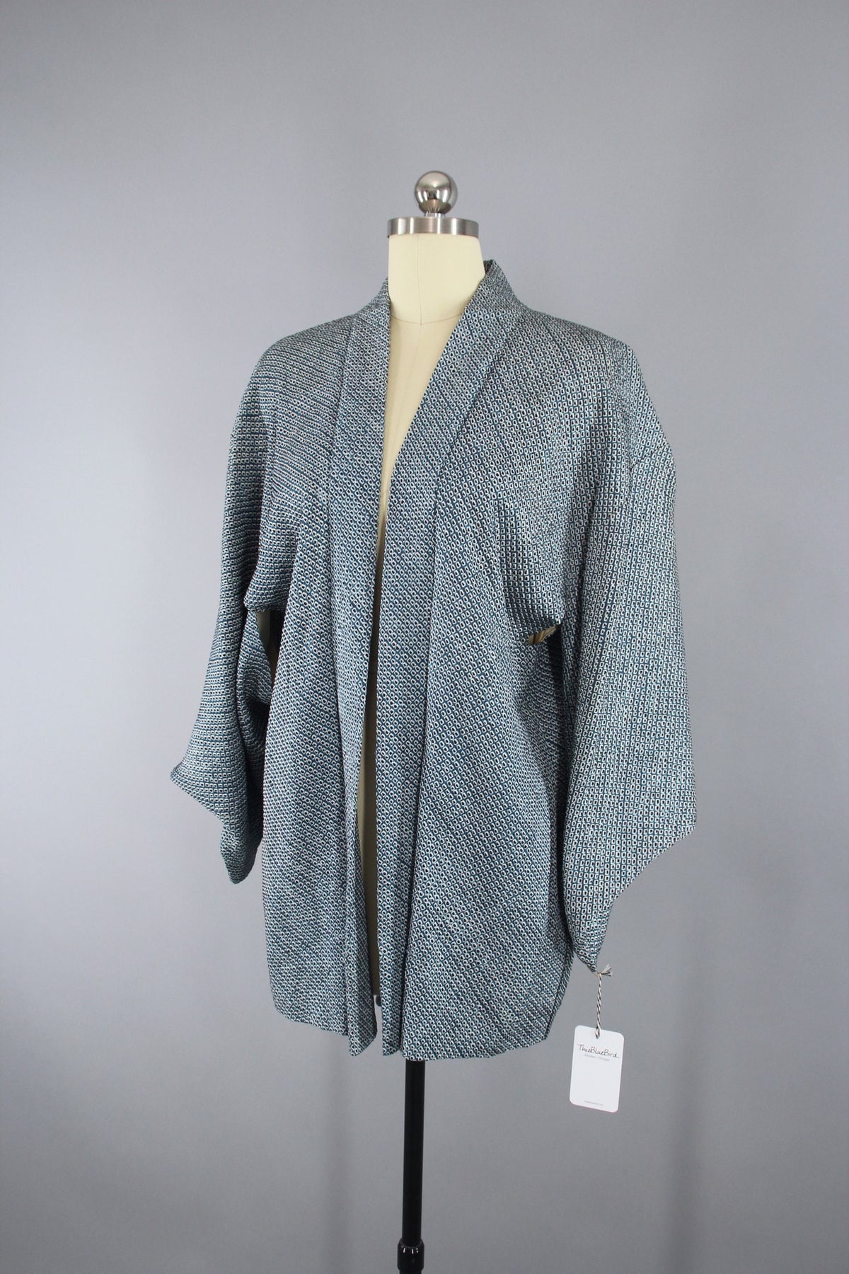 1950s Vintage Silk Haori Kimono Jacket Cardigan / Blue Shibori ...