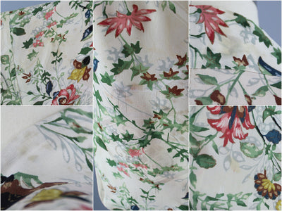 1950s Vintage Silk Haori Kimono Jacket Cardigan / Ivory Floral Print - ThisBlueBird