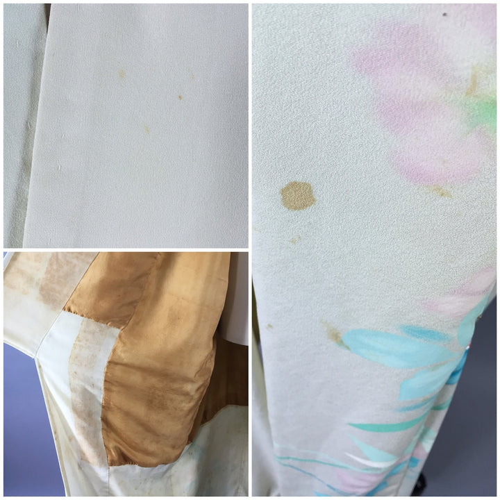 1950s Vintage Silk Kimono Robe / Aqua Floral - ThisBlueBird