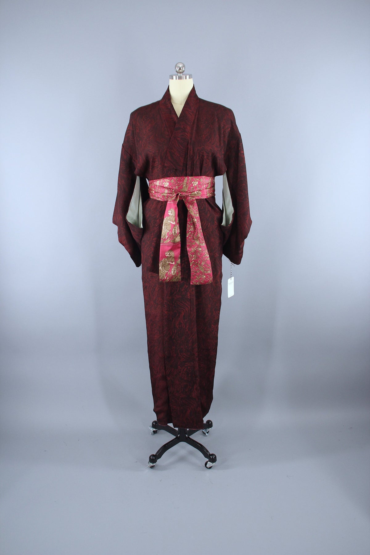 1950s Vintage Silk Kimono Robe / Black & Red Marble – ThisBlueBird
