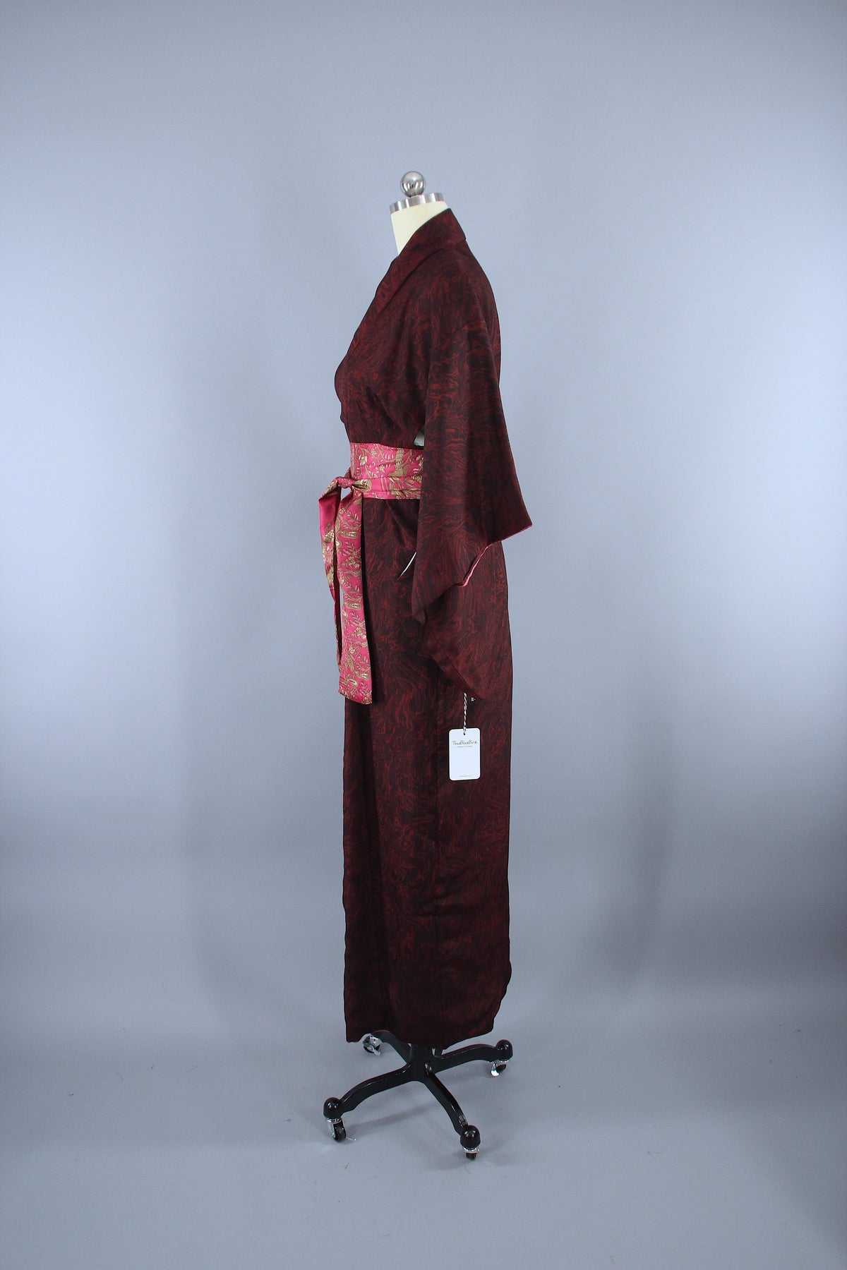 1950s Vintage Silk Kimono Robe / Black & Red Marble – ThisBlueBird